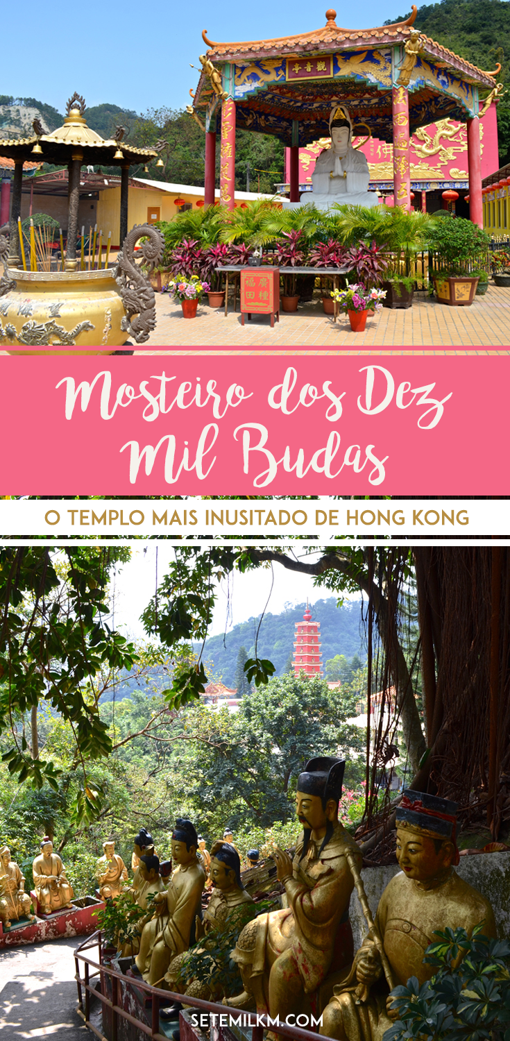 O Mosteiro dos Dez Mil Budas (ou Ten Thousand Buddha Monastery) é uma das atrações mais inusitadas de Hong Kong. Descubra a história do lugar, como chegar e veja muitas fotos do templo no blog Sete Mil Km. #HongKong #Viagem