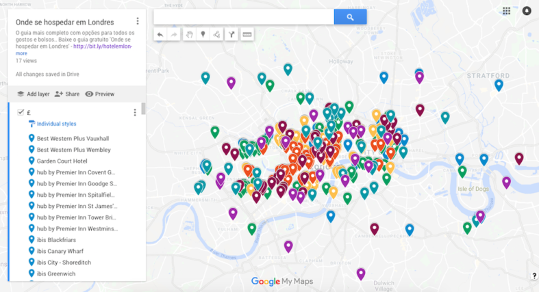 Onde se hospedar em Londres - mapa